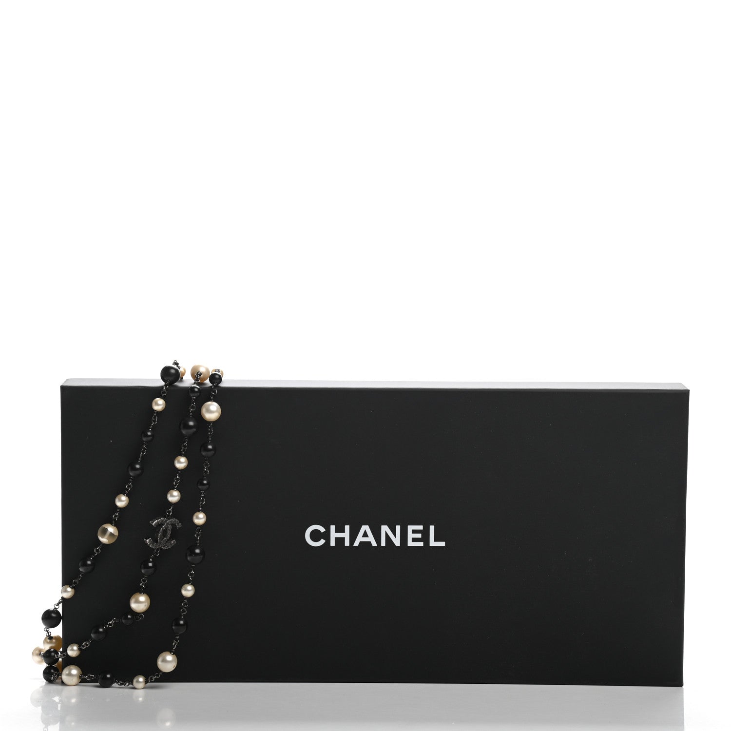 Chanel Pearl Bead CC Long Necklace Ruthenium Black 8 of 8