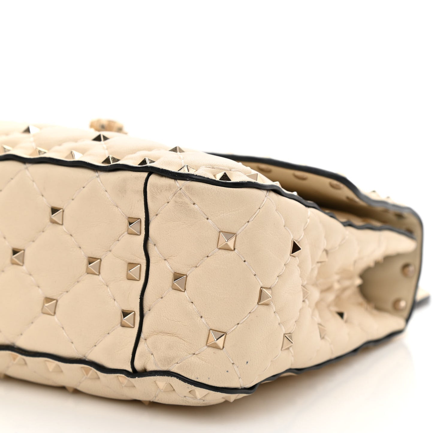 Nappa Medium Rockstud Spike Shoulder Bag Light Ivory