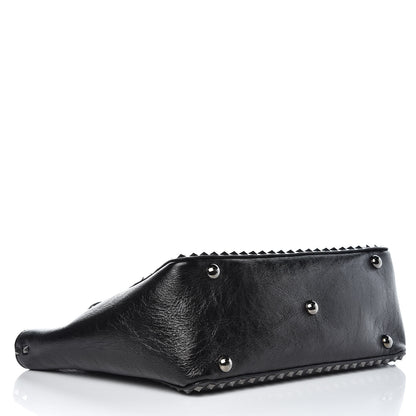 Valentino Garavani Craquele Calfskin Medium Rockstud Tote Black 5 of 9