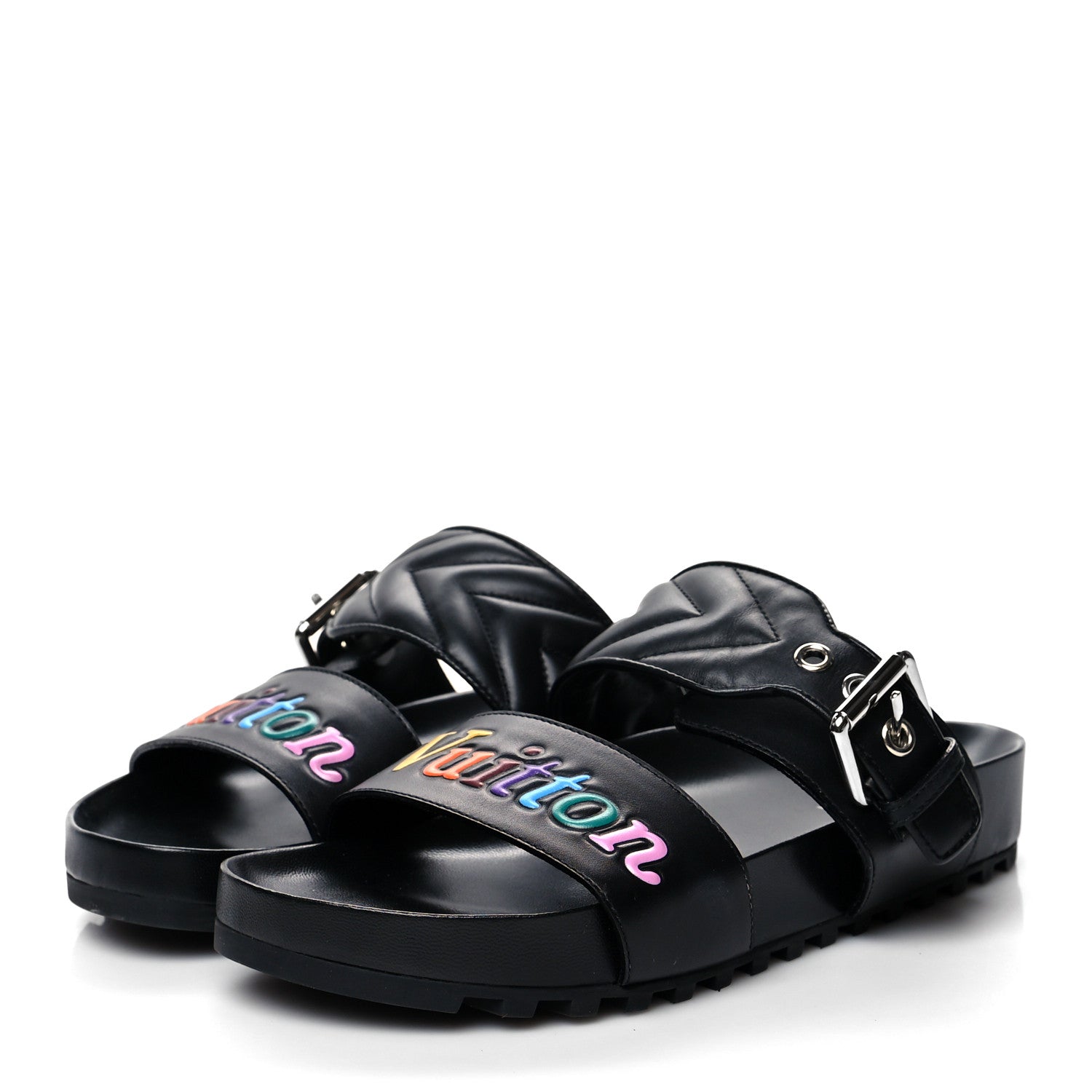 Louis Vuitton Calfskin New Wave Bom Dia Mule Sandals 35 Black 3 of 10