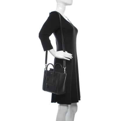 Celine Drummed Calfskin Nano Luggage Black 2 of 10