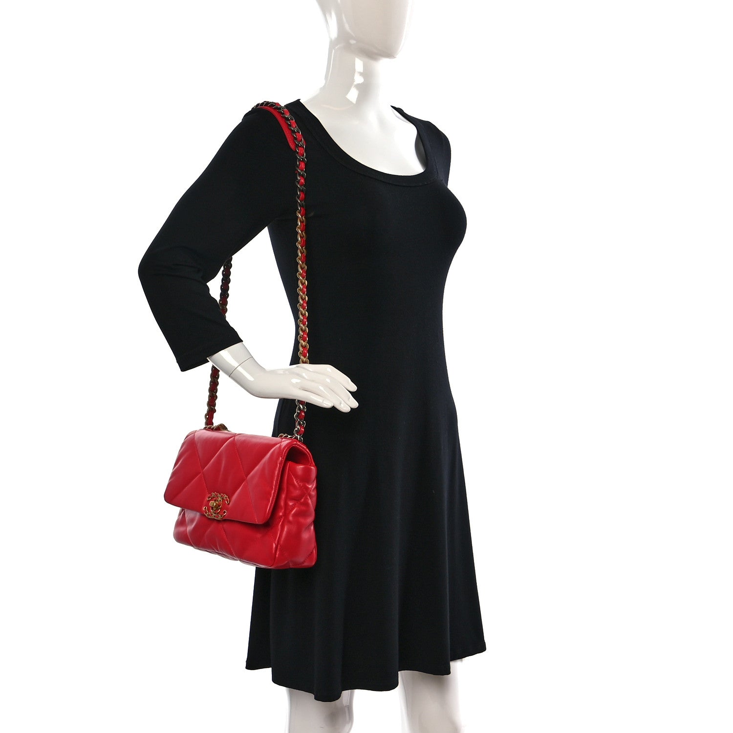 Chanel Lambskin Quilted Medium Chanel 19 Flap Red 2 of 9