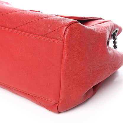 Saint Laurent Pebbled Lambskin Chevron Monogram Small Nolita Red 8 of 9