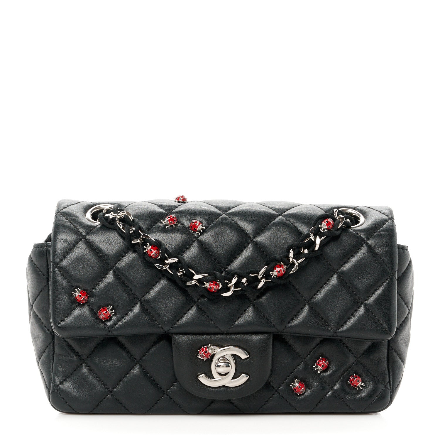 Chanel Lambskin Quilted Embellished Mini Ladybug Rectangular Flap Black 1 of 11