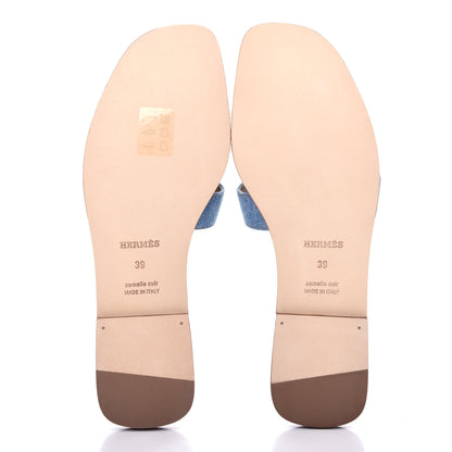 Hermes Denim Canvas Oran Sandals 39 Bleu Clair 6 of 11