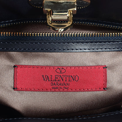 Valentino Garavani Vitello Rockstud Shoulder Satchel Navy 6 of 8