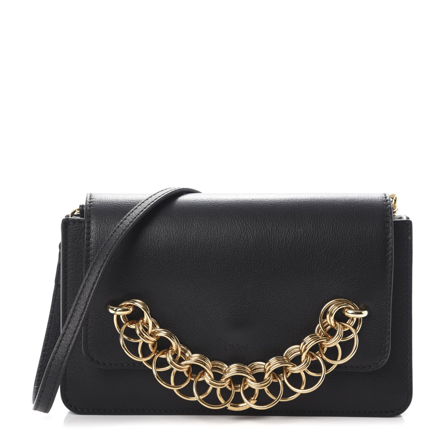 Chloe Smooth Calfskin Drew Bijou Clutch Black 1 of 8