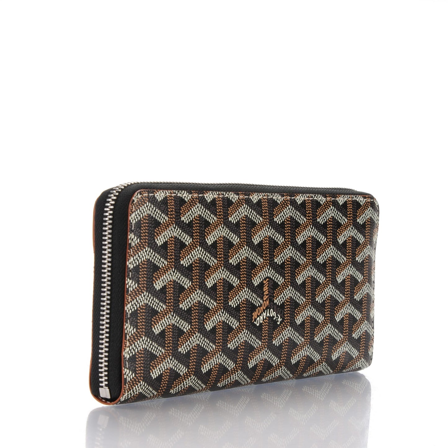 Goyardine Matignon Zip Around GM Wallet Black Gold