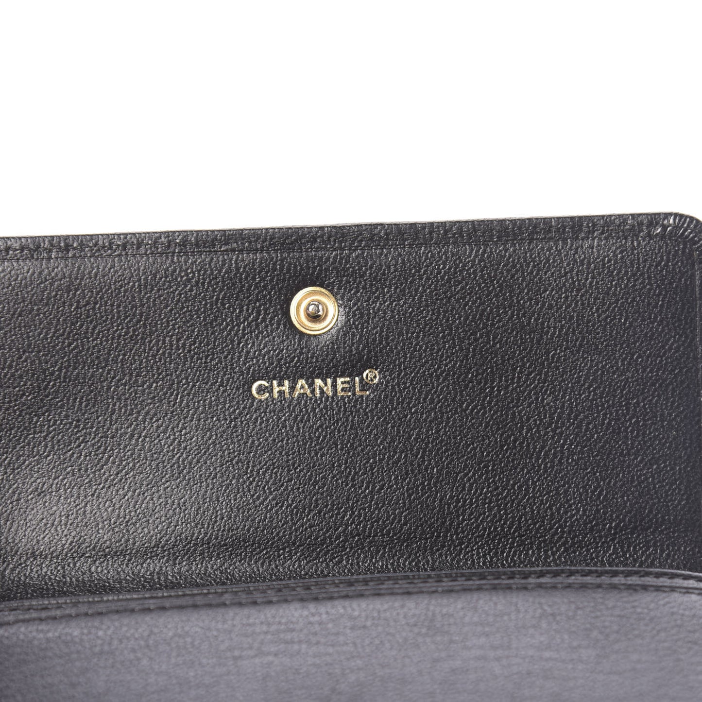 Goatskin CC Compact Flap Wallet Black