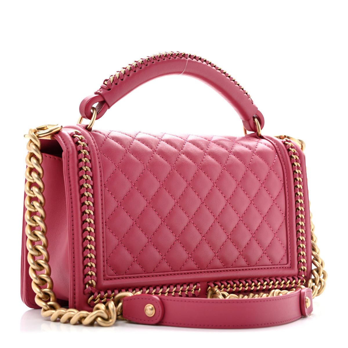 Chanel Calfskin Quilted Medium Top Handle Boy Flap Pink 3 of 14