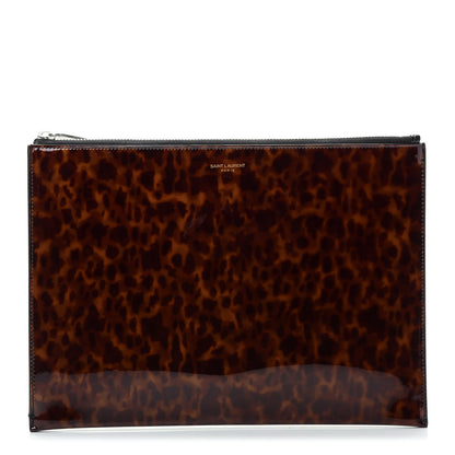 Saint Laurent Patent Zipped Tablet Holder Tortoiseshell 1 of 9