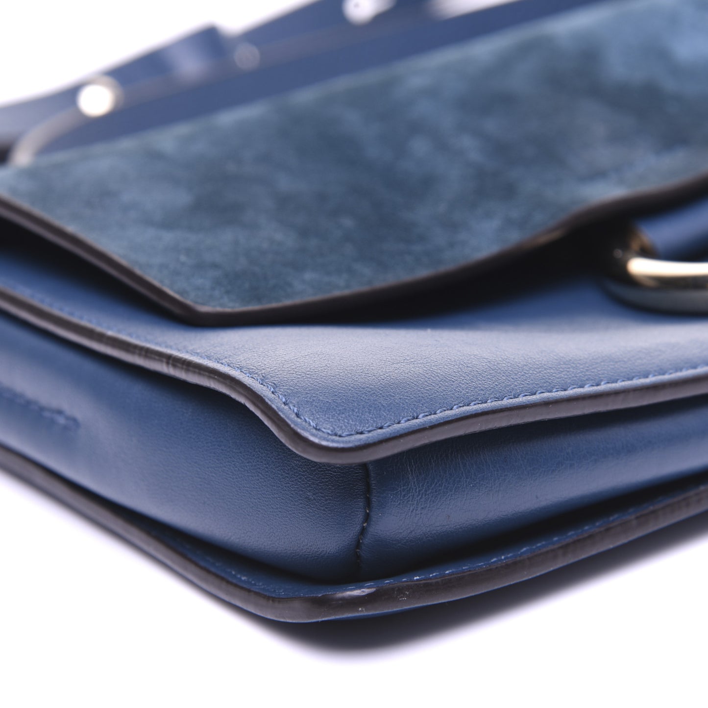 Suede Calfskin Small Faye Shoulder Bag Majolica Blue
