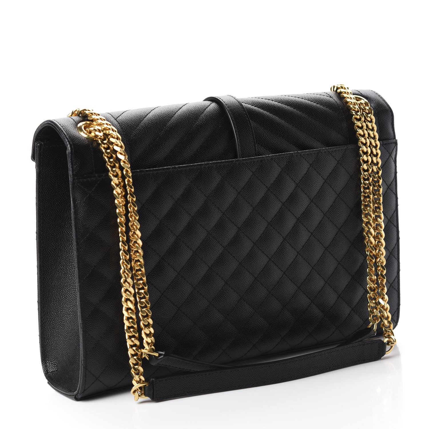 Saint Laurent Grain De Poudre Textured Mixed Matelasse Large Triquilt Monogram Satchel Black 3 of 12