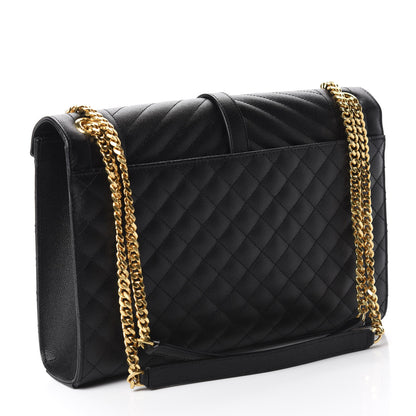 Saint Laurent Grain De Poudre Textured Mixed Matelasse Large Triquilt Monogram Satchel Black 3 of 12