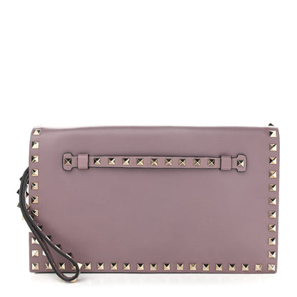 Valentino Garavani Nappa Rockstud Wristlet Clutch Poudre 1 of 10