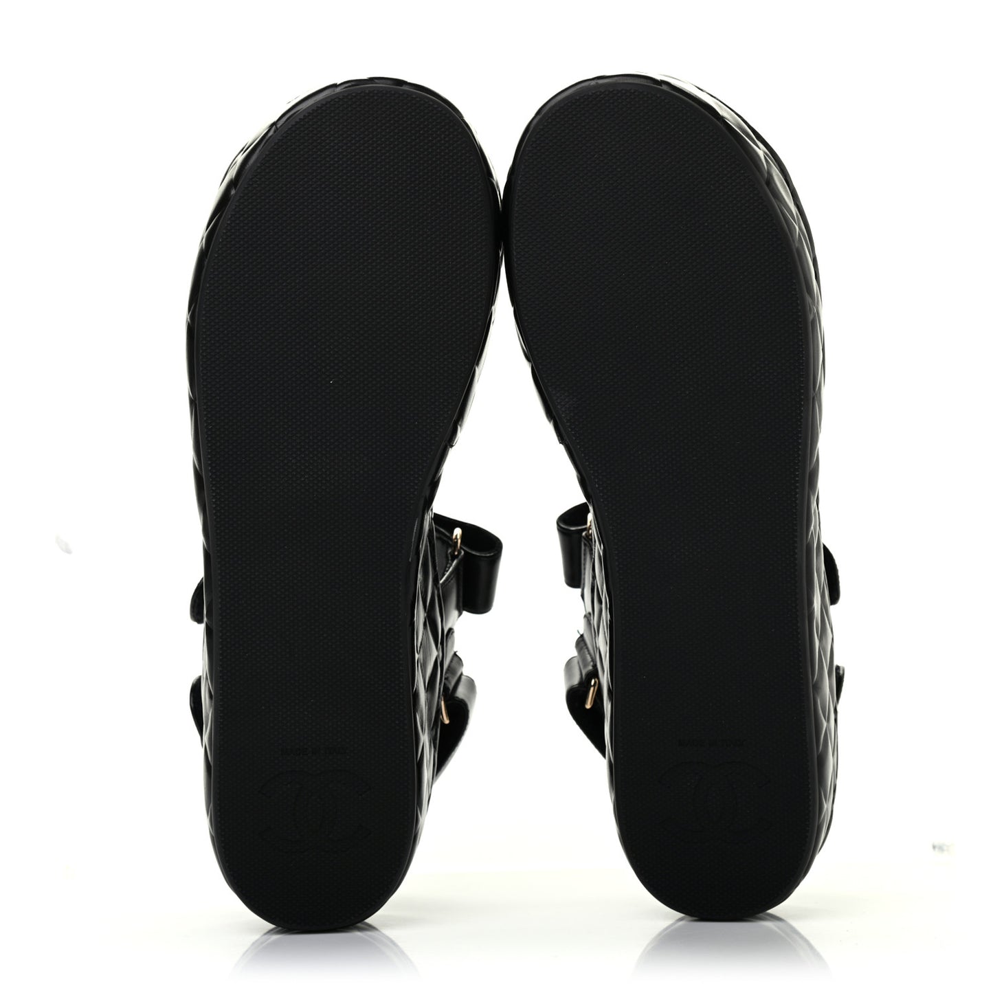 Shiny Calfskin Logo Platform Sandals 39 Black