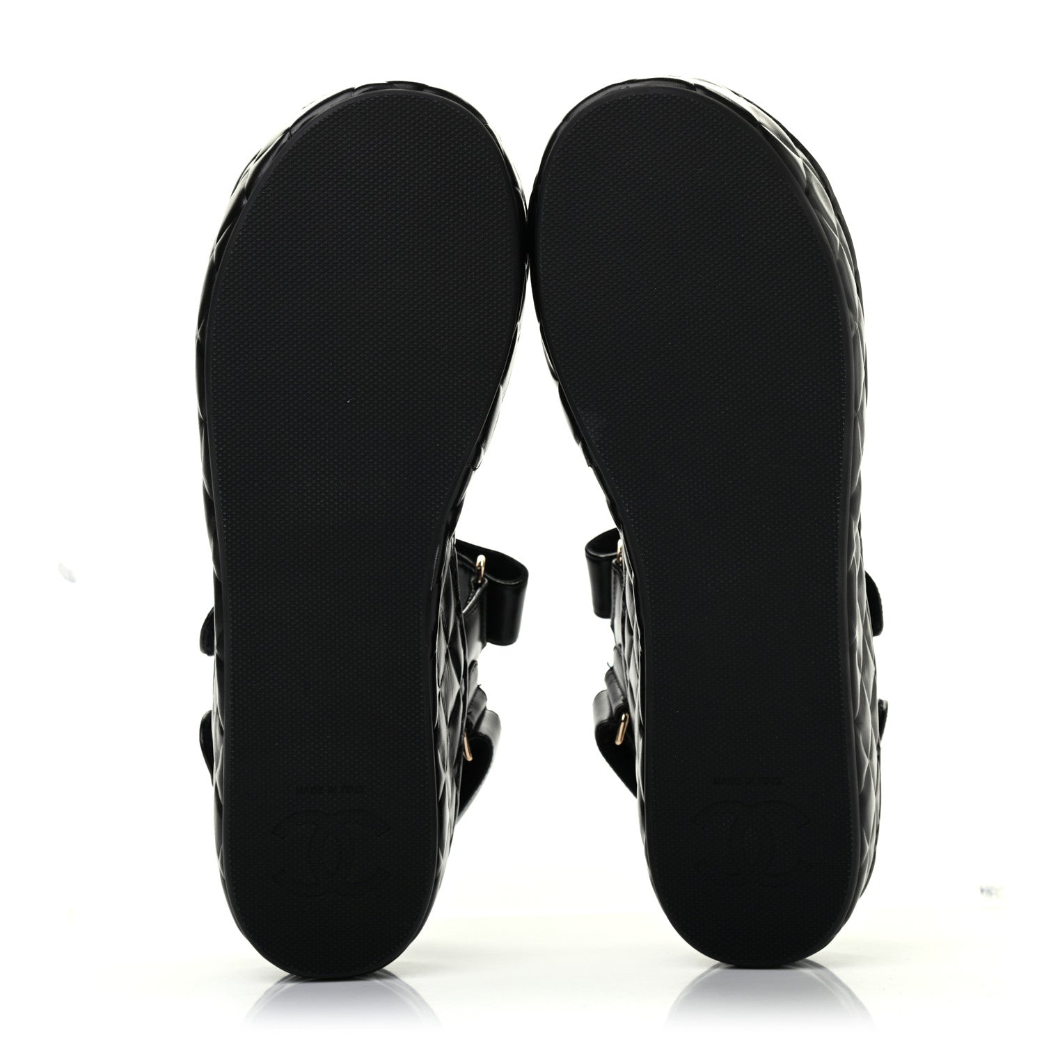 Chanel Shiny Calfskin Logo Platform Sandals 39 Black 4 of 6