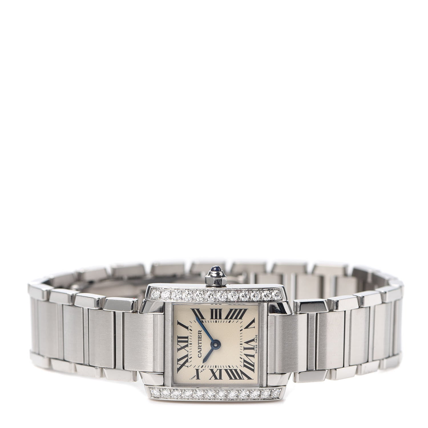 Cartier Stainless Steel Diamond Bezel 20mm Tank Francaise Quartz Watch 2 of 6