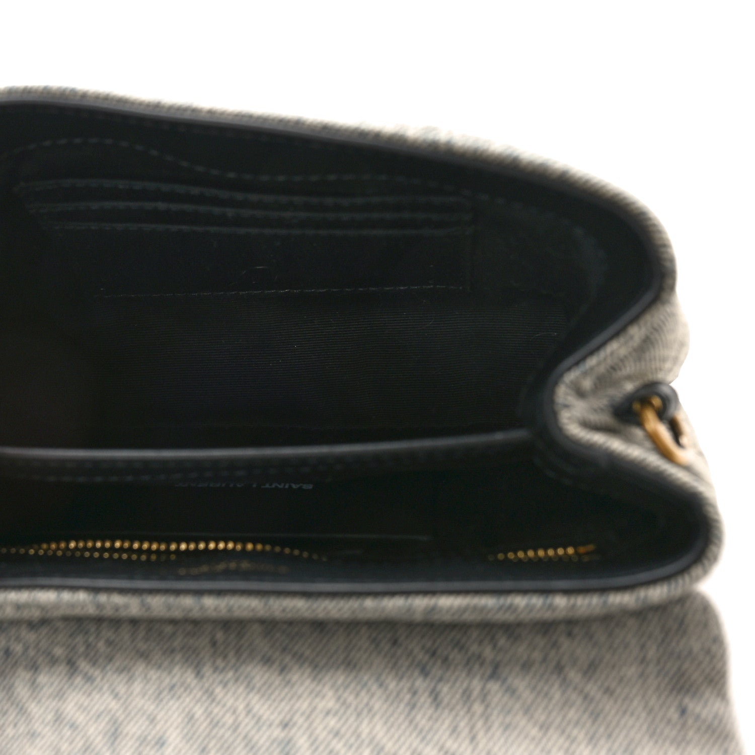 Saint Laurent Denim Y Quilted Monogram Toy Loulou Crossbody Bag Grey 5 of 9