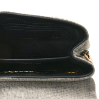 Saint Laurent Denim Y Quilted Monogram Toy Loulou Crossbody Bag Grey 5 of 9