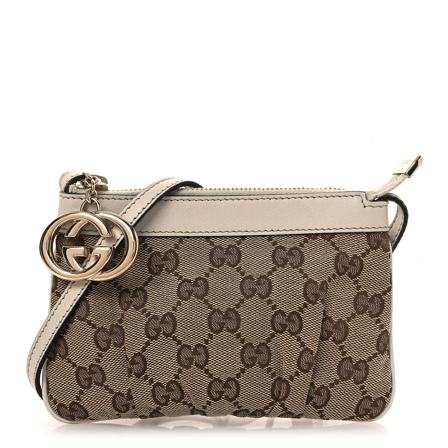 Gucci Monogram GG Heart Charm Crossbody Pochette White 1 of 10