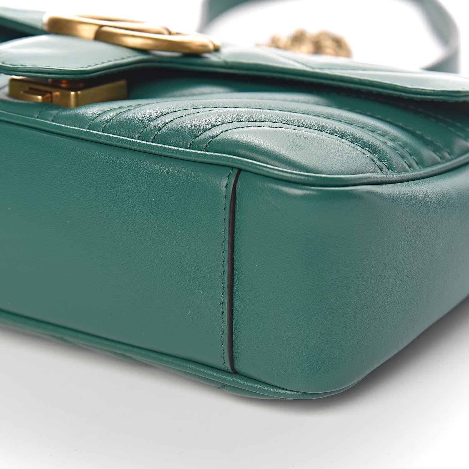 Gucci Calfskin Matelasse Mini GG Marmont Shoulder Bag Emerald Green 8 of 10