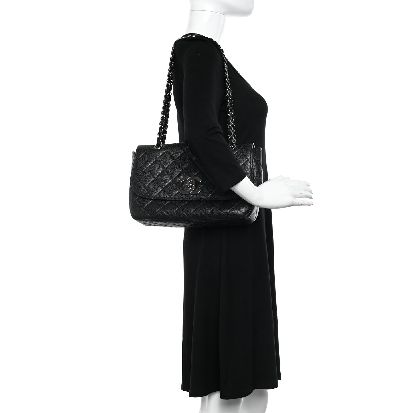 Caviar Quilted Flap Black