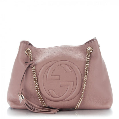 Gucci Pebbled Calfskin Medium Soho Chain Shoulder Bag Dark Cipria 1 of 8
