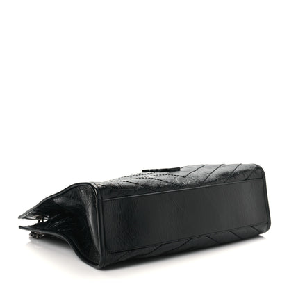 Saint Laurent Crinkled Calfskin Matelasse Monogram Medium Niki Shopper Tote Black 4 of 11