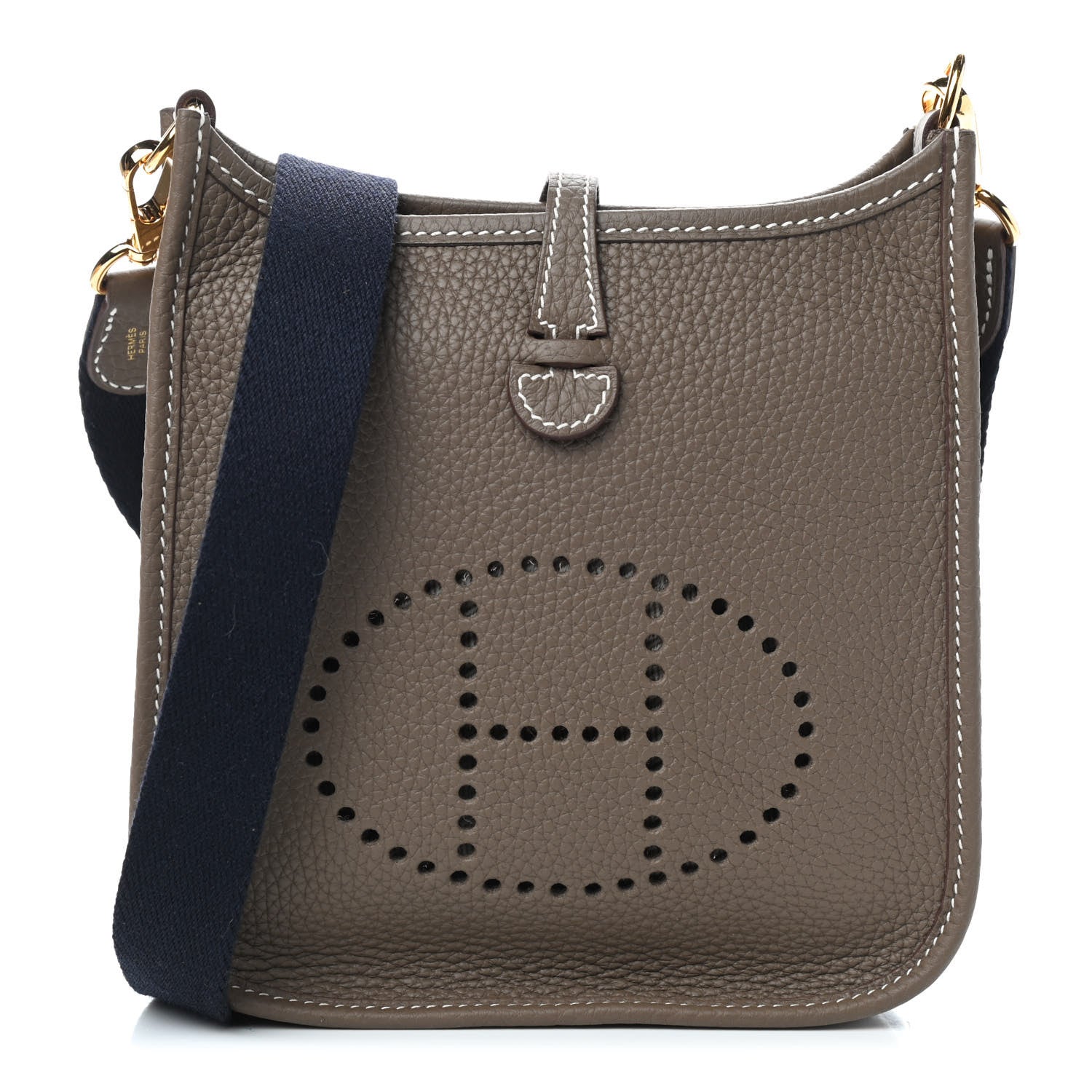 Hermes Taurillon Clemence Amazone Evelyne TPM Etoupe Bleu Indigo 1 of 9