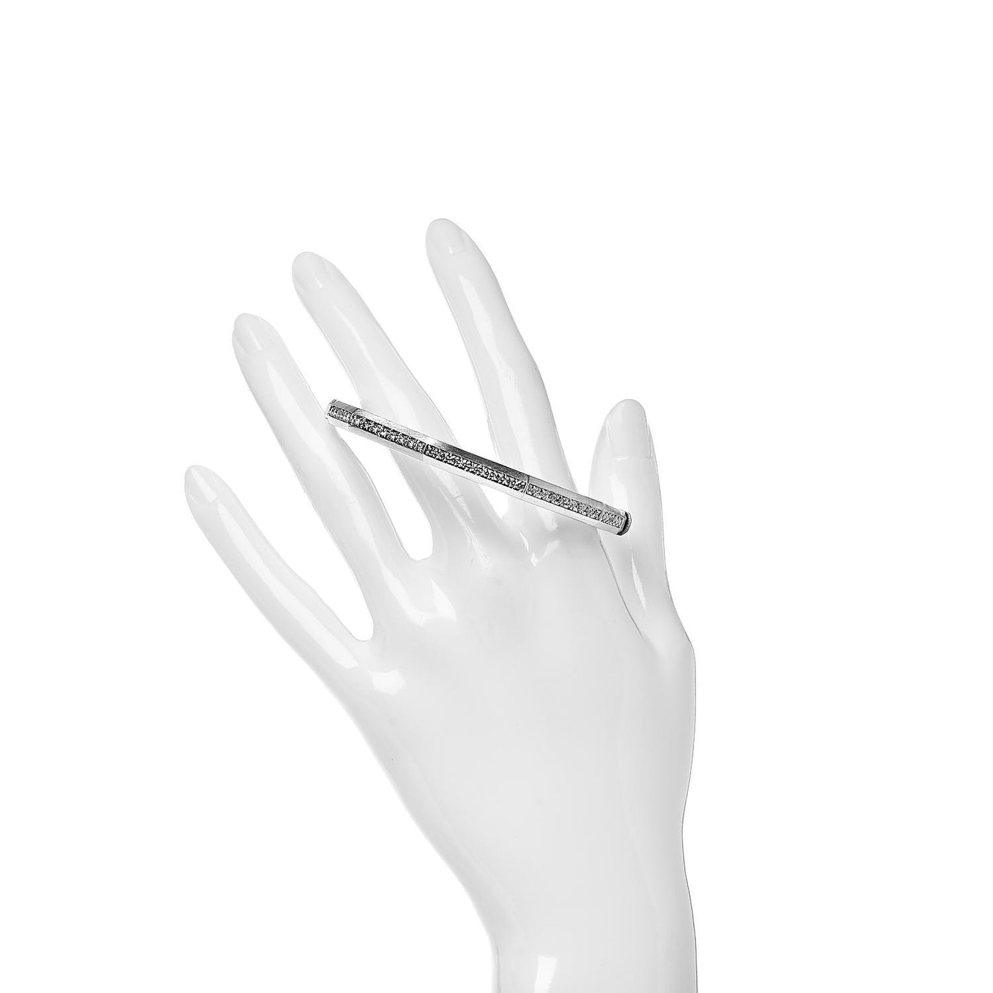 Sterling Silver Diamond Stax Faceted Bangle Bracelet