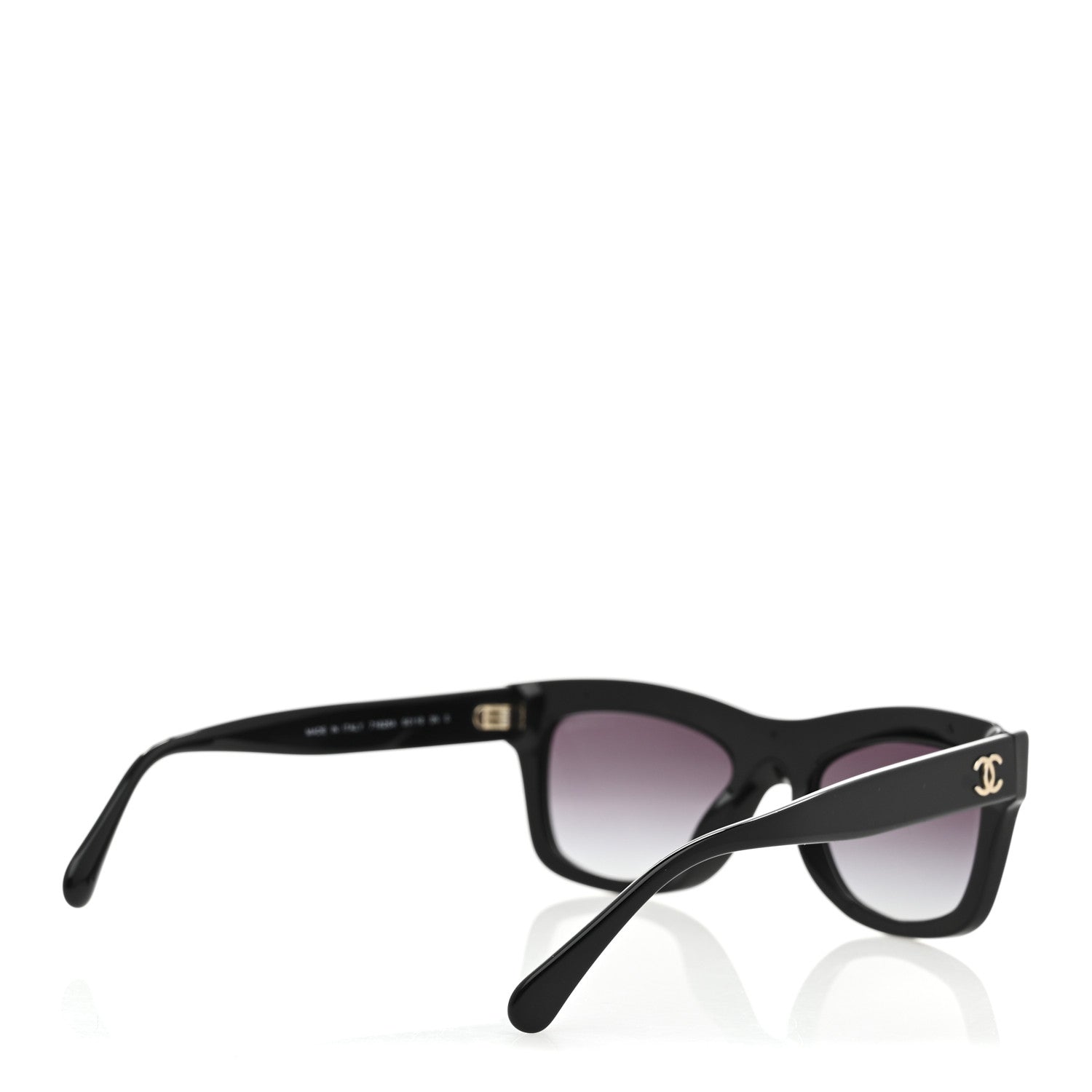 Chanel Acetate Calfskin Chain Rectangle Sunglasses 71626A Black 4 of 8