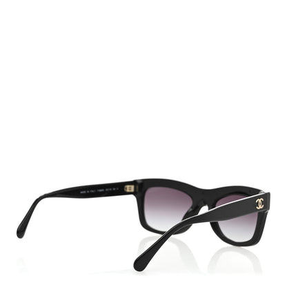 Chanel Acetate Calfskin Chain Rectangle Sunglasses 71626A Black 4 of 8