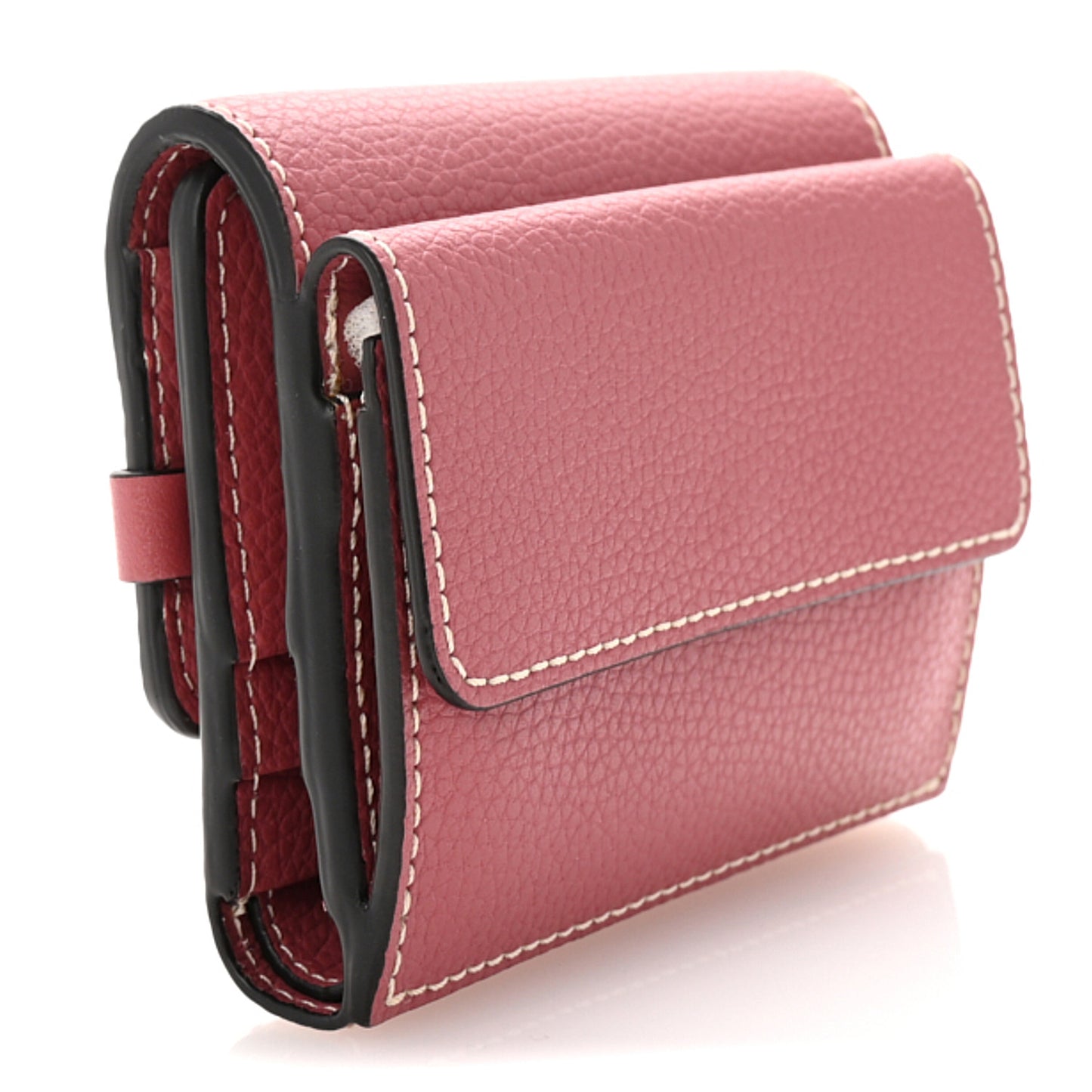 Grained Calfskin Small Darryl Trifold Wallet Faded Rose