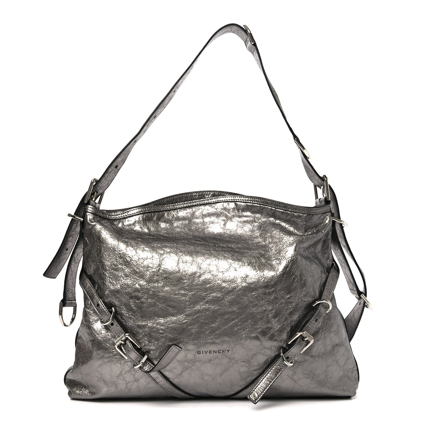 Givenchy Metallic Calfskin Medium Voyou Bag Silver 1 of 10