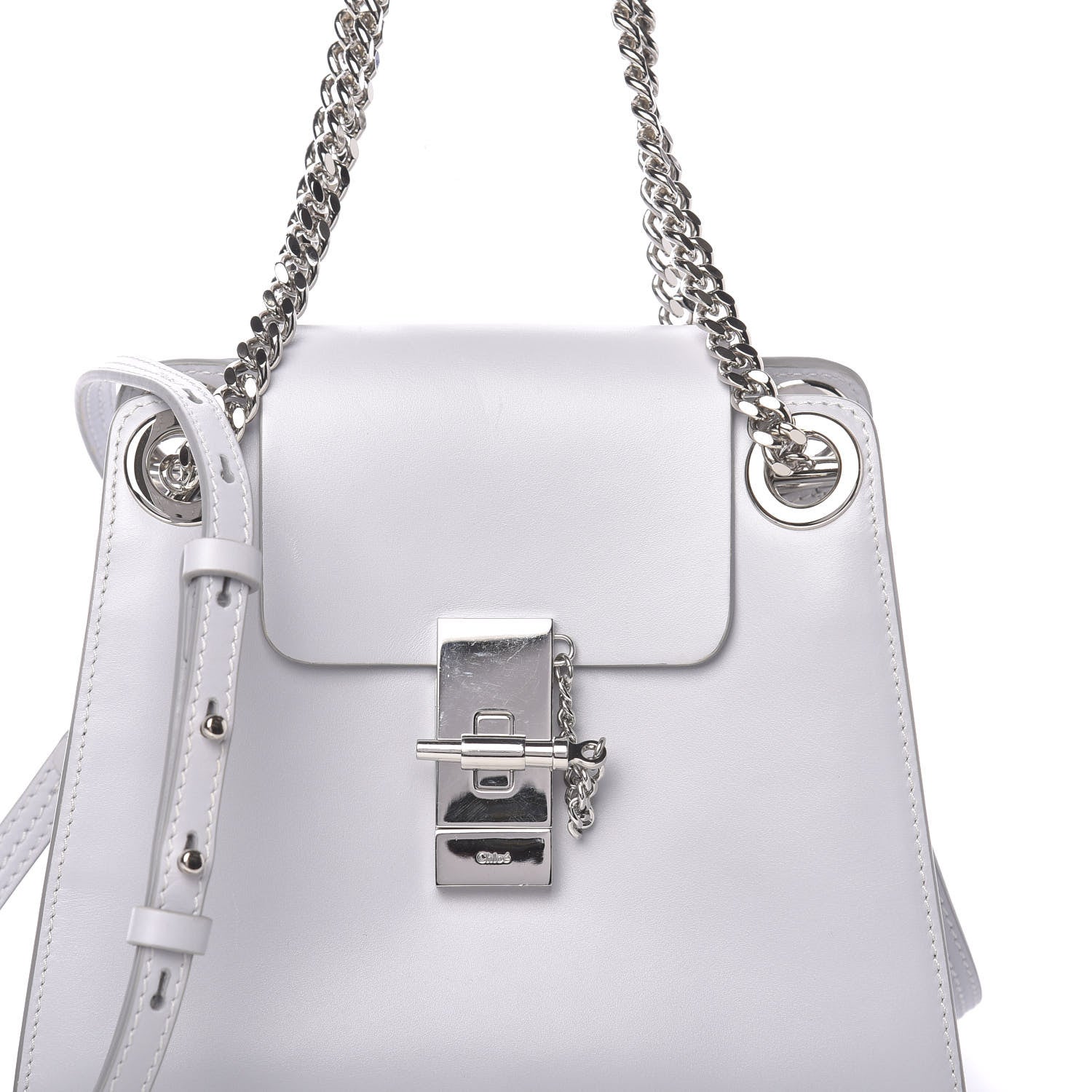 Chloe Shiny Calfskin Mini Annie Shoulder Bag Airy Grey 9 of 10