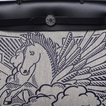 Hermes Vache Hunter Toile Pegase Pop Herbag Zip Retourne 31 PM Bleu Indigo 6 of 9