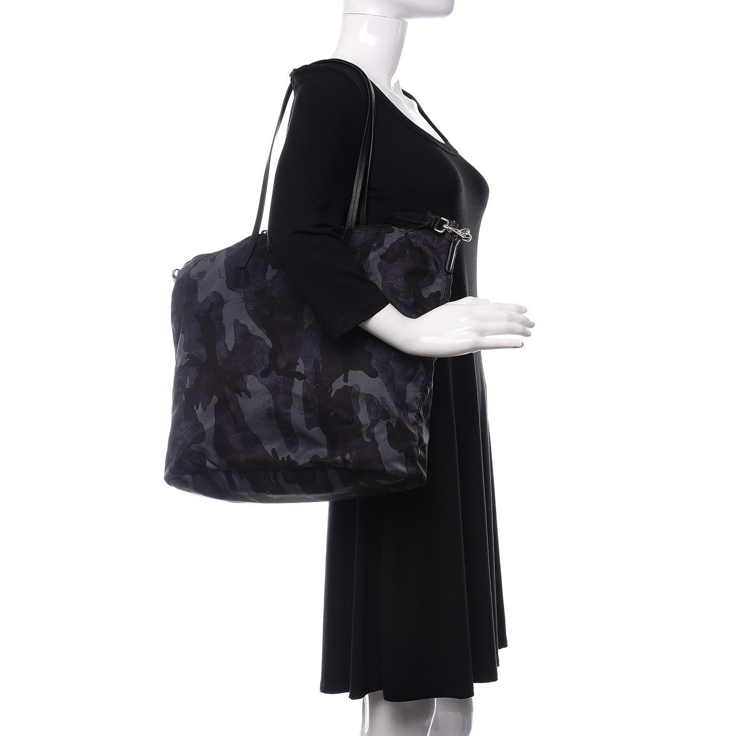 Tessuto Nylon Stampato Camouflage Tote Blue