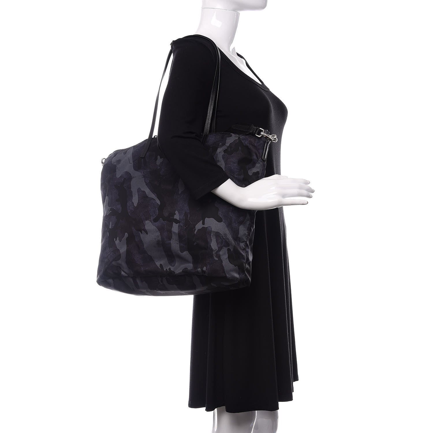 Prada Tessuto Nylon Stampato Camouflage Tote Blue 3 of 9