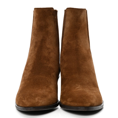 Saint Laurent Suede Brit Souple Ankle Boots 37 Brown 2 of 4