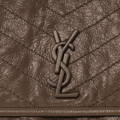 Saint Laurent Crinkled Calfskin Matelasse Monogram Large Niki Chain Satchel Fog 8 of 10