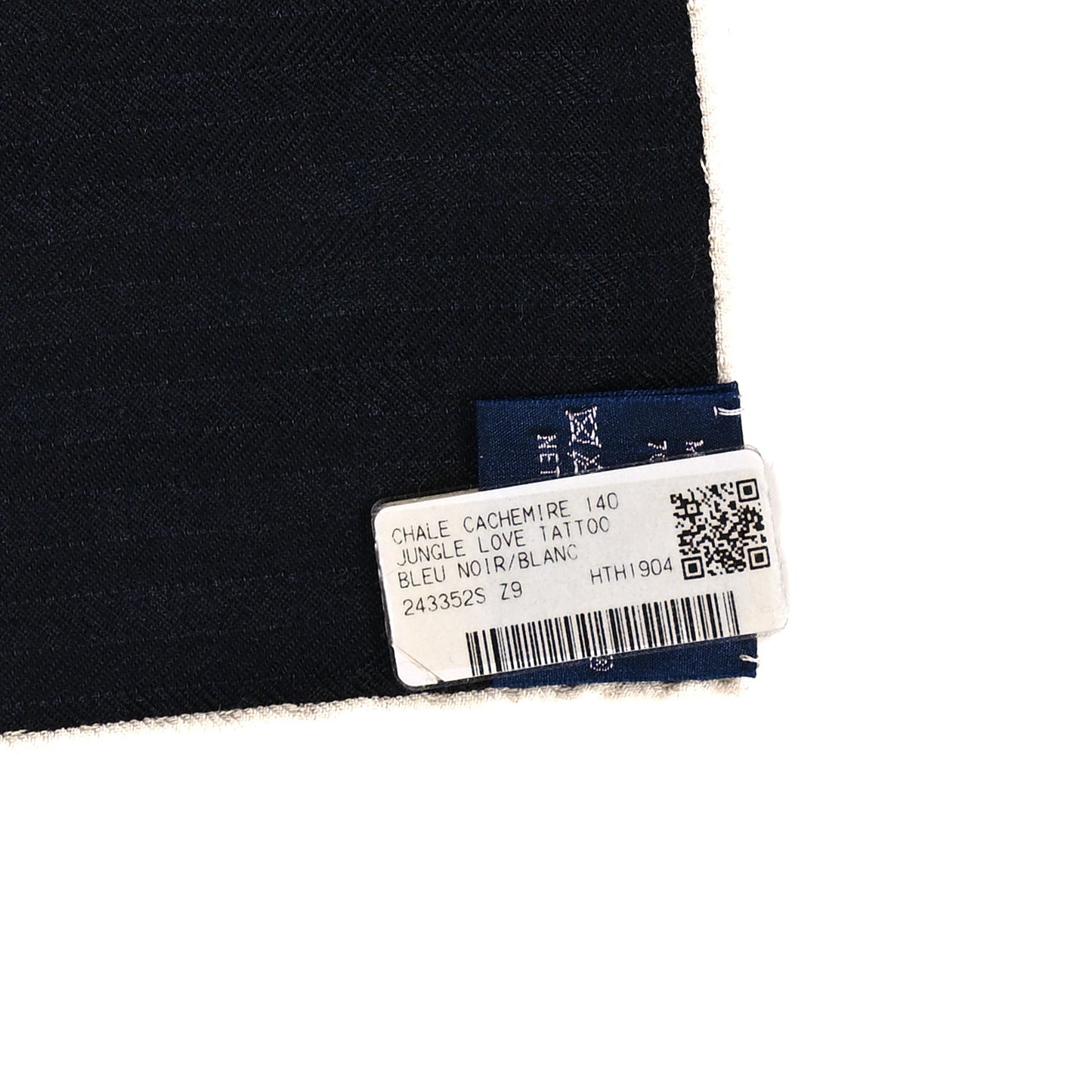 Cashmere Silk Jungle Love Tattoo Shawl 140 Bleu Black White