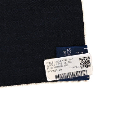 Hermes Cashmere Silk Jungle Love Tattoo Shawl 140 Bleu Black White 3 of 3