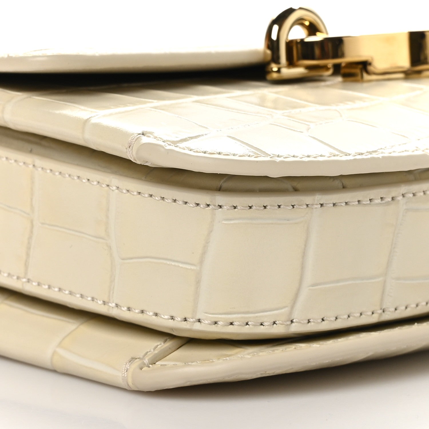 Mulberry Shiny Calfskin Crocodile Print East West Pimlico Satchel Eggshell 9 of 10