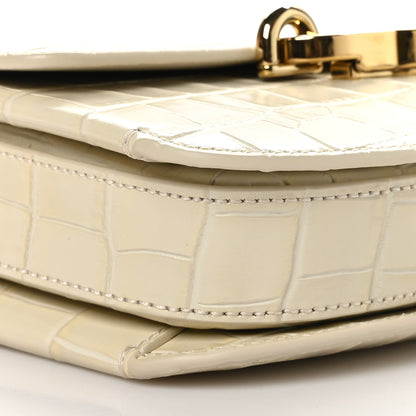 Mulberry Shiny Calfskin Crocodile Print East West Pimlico Satchel Eggshell 9 of 10
