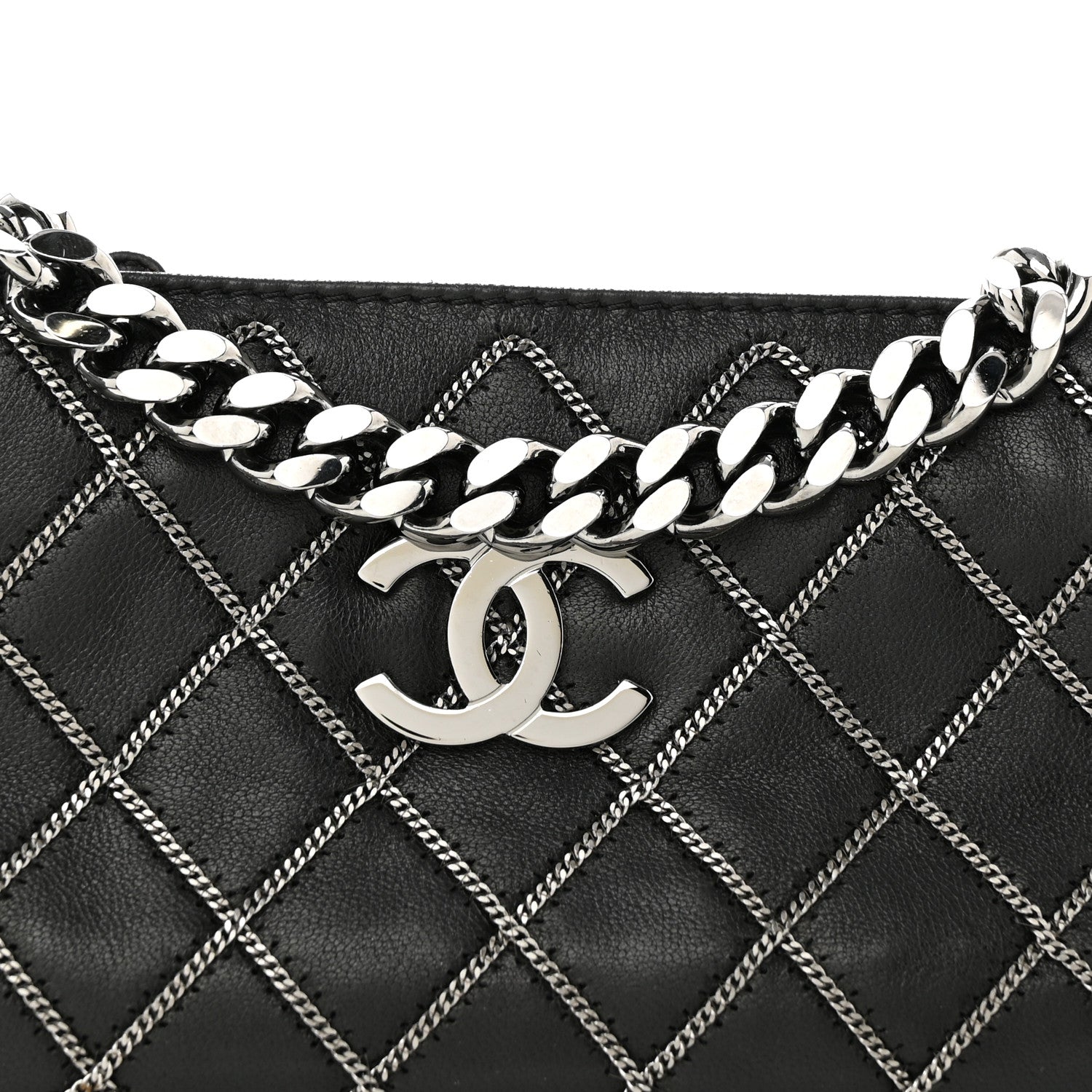 Chanel Calfskin Chain Stitch Clutch Black 8 of 11