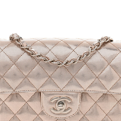 Chanel Metallic Calfskin Quilted Pixel Effect Mini Rectangular Flap Pink Gold 8 of 11