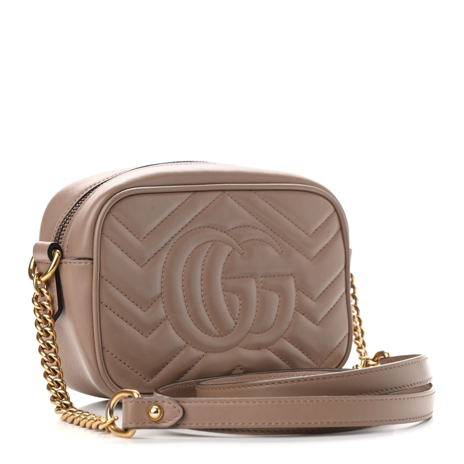 Gucci Calfskin Matelasse Mini GG Marmont Chain Shoulder Bag Porcelain Rose 3 of 12