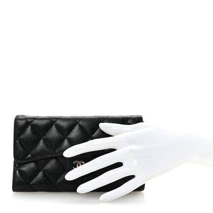 Chanel Caviar Quilted Long Flap Wallet Black 2 of 8