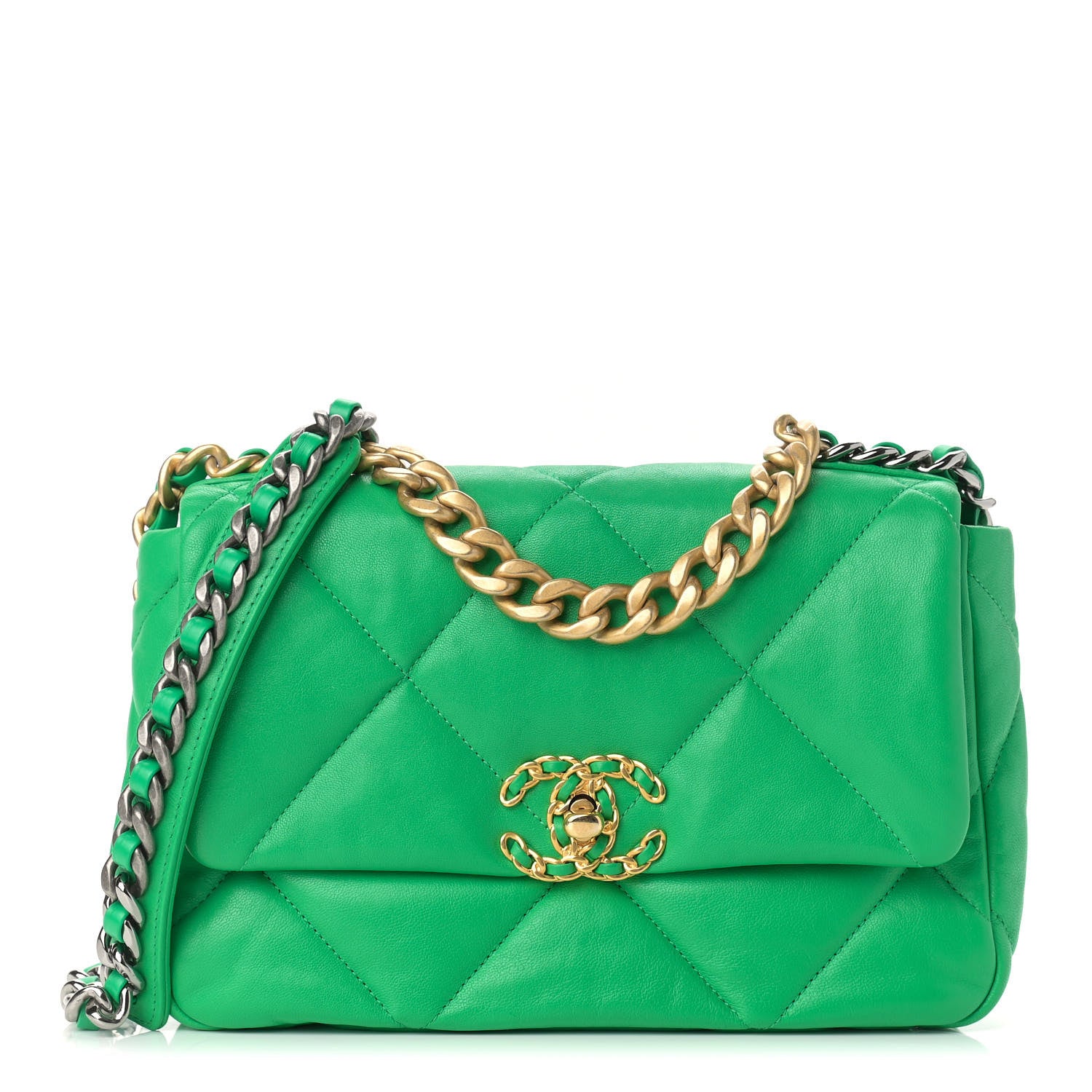 Chanel Lambskin Quilted Medium Chanel 19 Flap Green 1 of 10
